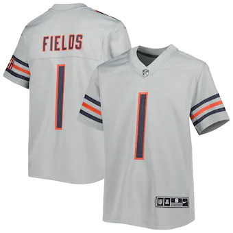 youth nike justin fields gray chicago bears inverted game j
